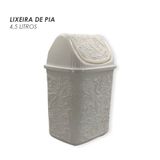 Cesto De Lixo Basculante Renda Floral 4,5 Litros Branco