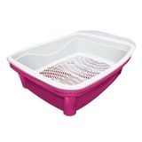 Banheira Caixa De Areia Higiênica Gatos 3 Peças Furacão Pet - Rosa