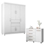 Cômoda Flora E Guarda Roupa Solteiro Ecom 2 Branco Flex - Demóbile