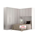 Quarto Casal Completo Rizon/linea 4 Peças (1 Armário Aéreo + 1 Guarda Roupa + 1 Armário Canto Reto +1 Complementos) Qcm108 Branco - Novo Horizonte