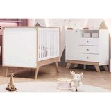 Quarto Infantil Completo Confete 2 Peças (1 Cômoda + 1 Berço) Qi65 Branco/jequitiba - Henn