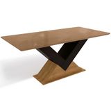 Mesa De Sala Jantar Amora C/tampo Madeirado C/ Vidro 90x180cm Freijo/preto Fosco/vidro Freijo - Kappesberg