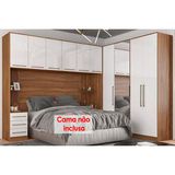 Quarto Casal Modulado Irlanda 7 Peças (3 Armários + 1 Ponte Aérea + 3 Complementos) Qcm159 Amendola/branco - Demóbile