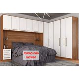 Quarto Casal Modulado Irlanda 7 Peças (3 Armários + 1 Ponte Aérea + 3 Complementos) Qcm161 Amendola/branco - Demóbile