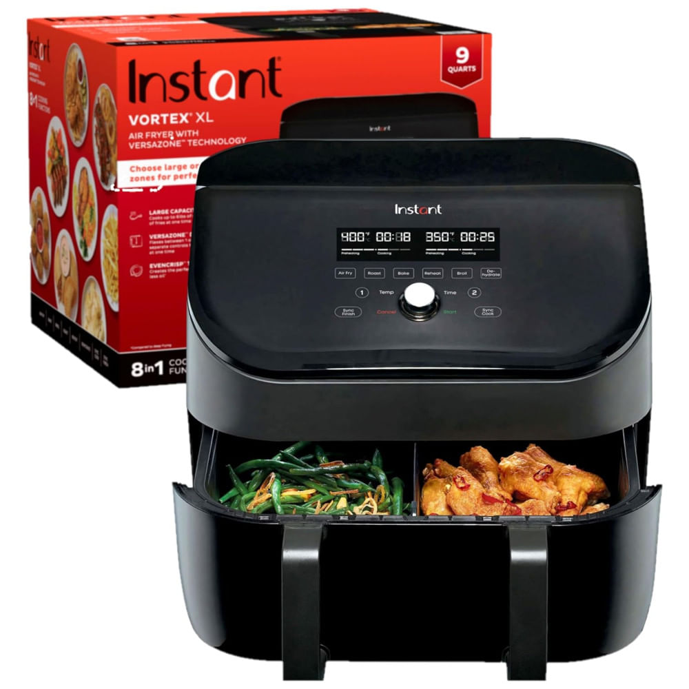 Air Fryer 8 Em 1, 8.5l Com Painel Digital, Tecnologia Evencrisp E  2 Configurações Diferentes Ao Mesmo Tempo , 110v 1710w, Instant Versazone, Preta