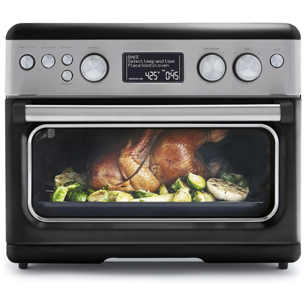 Forno Elétrico De Bancada 13 Em 1, 28l Com Função Air Fryer, Bandeja De Cerâmica Antiaderente E Prateleiras Ajustáveis, 110v 1800w, Greenpan, Preto