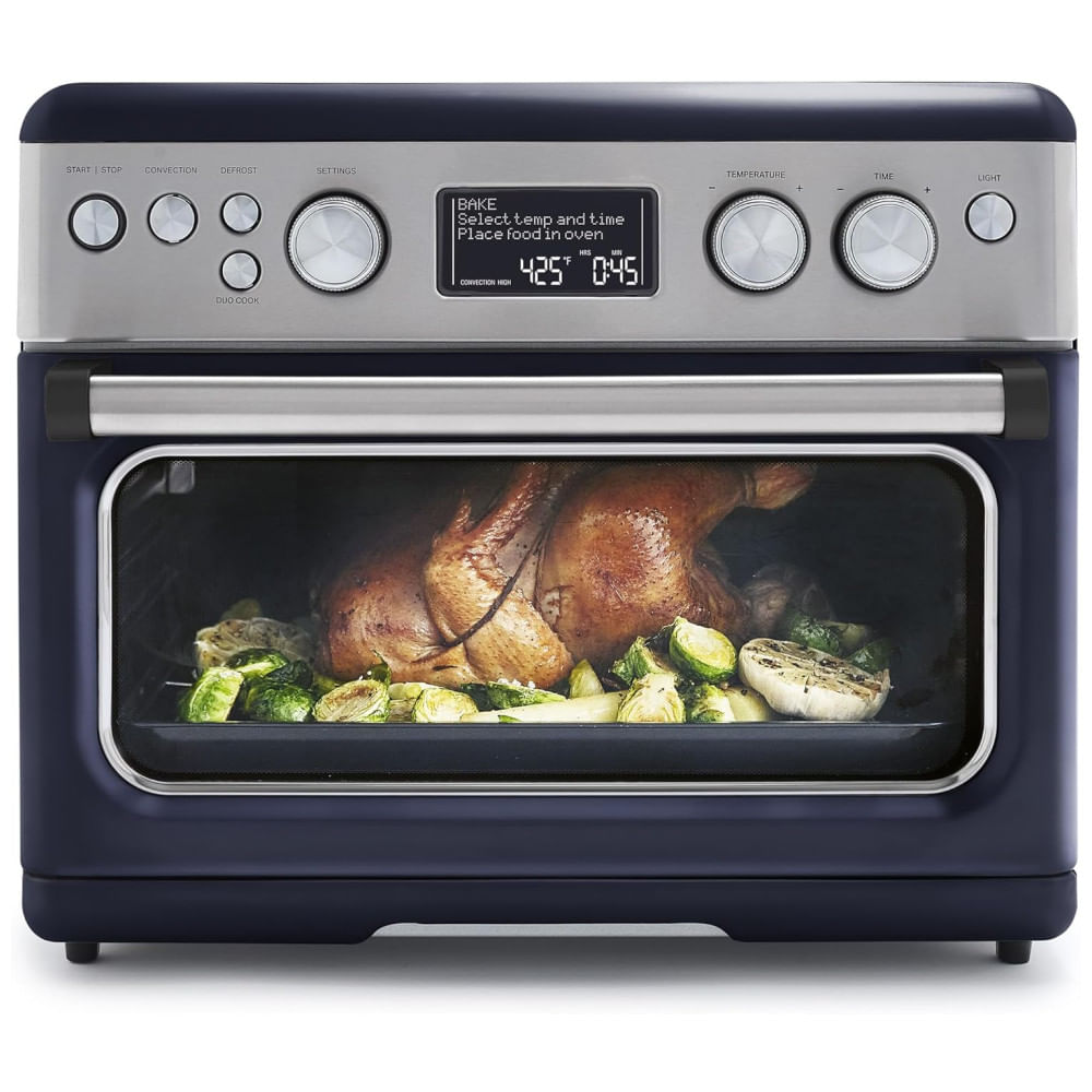 Forno Elétrico De Bancada 13 Em 1, 28l Com Função Air Fryer, Bandeja De Cerâmica Antiaderente E Prateleiras Ajustáveis, 110v 1800w, Greenpan, Azul