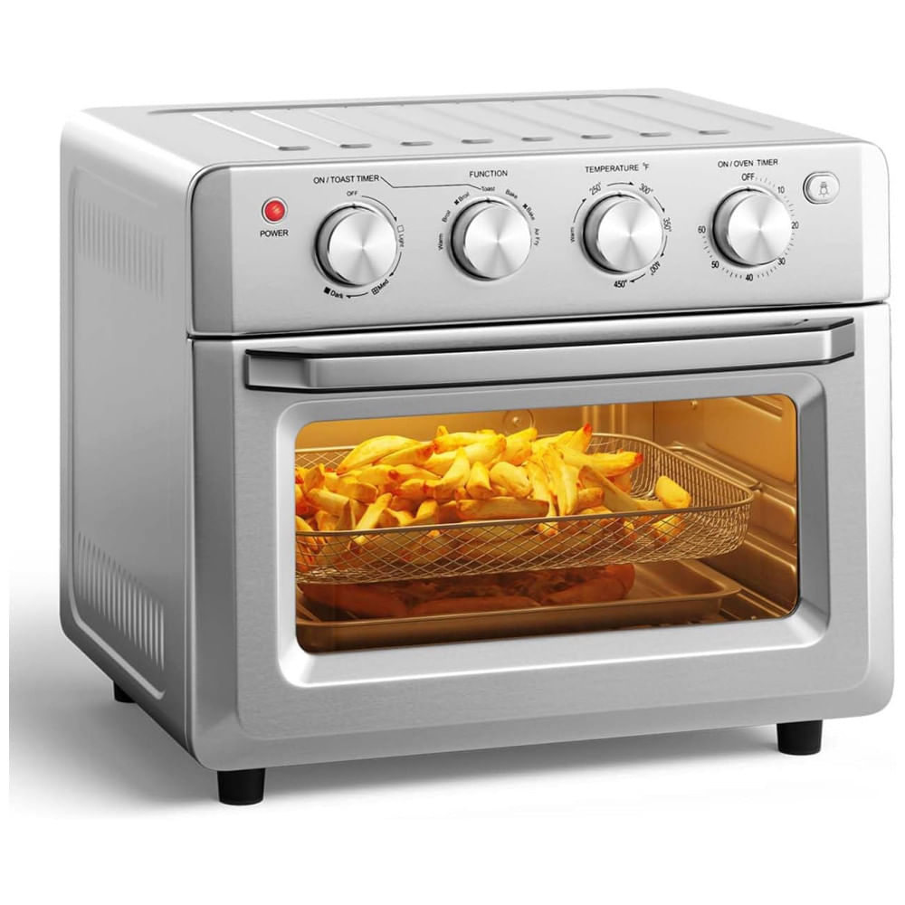 Forno Elétrico De Bancada 7 Em 1, 18l Com Função Air Fryer, Cozimento Uniforme De 360°, 5 Acessórios E Livro De Receitas, 110v 1550w, Simoe, Prata