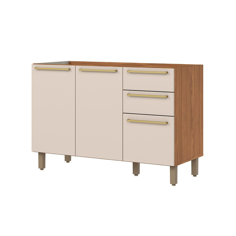 Balcão Requinte C640 120 Cm 3 Portas 2 Gavetas Henn