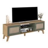 Rack Charllote Para Tv Até 75&quot; Carvalho/menta Artely Carvalho/menta