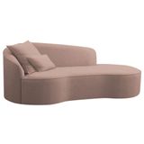 Divã Recamier Curvo Sala De Estar Recepção Inglaterra 150cm Lado Direito Linho - Adj Decor Cor Rosê