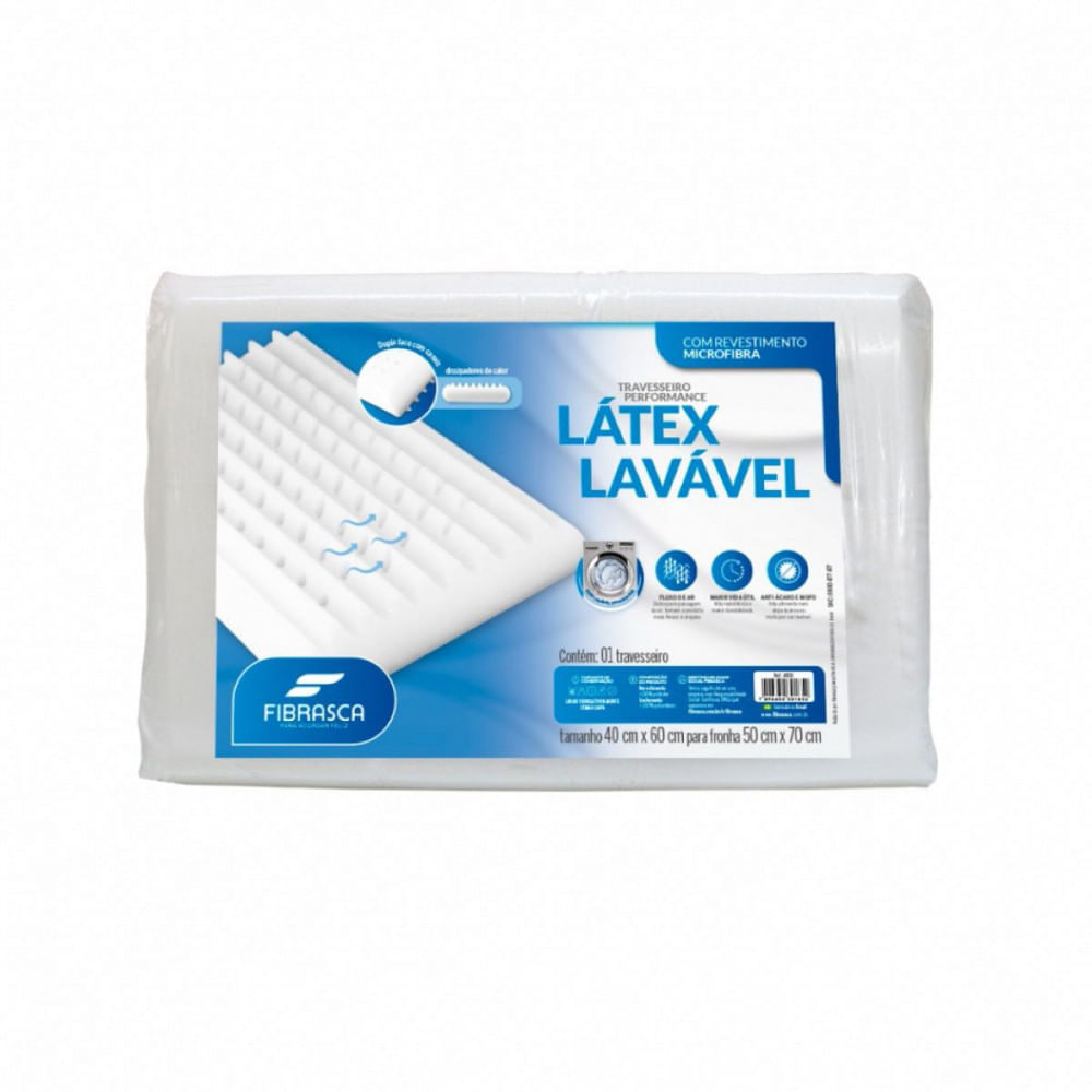 Travesseiro Latex Sintetico Lavável 40x60 Tec Microfibra Fibrasca