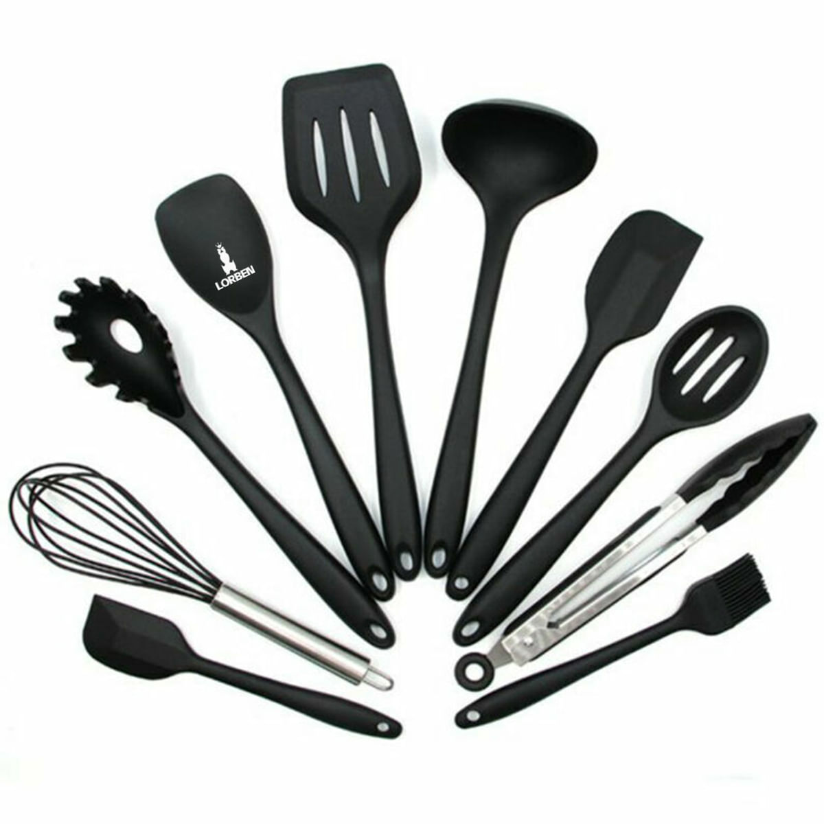 Kit 10 Peças Utensílios Cozinha Antiaderente Silicone Lorben