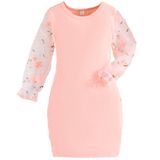 Vestido Infantil Menina Canelado Festas Manga Longa - Rosa - 5