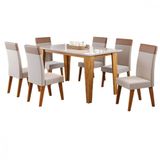 Mesa De Jantar Com 6 Cadeiras Requinte Veneza Off White Viero