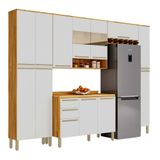 Cozinha Modulada Ronipa Napoli Prime 5 Peças Com Vidro Reflecta - Amêndoa/off White