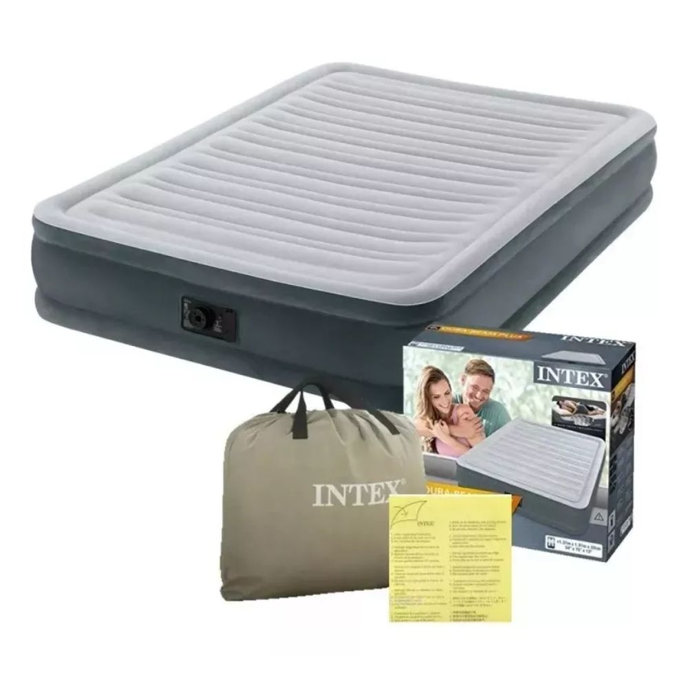 Colchão Inflável Intex Casal Queen Comfort C/ Bomba Elétrica