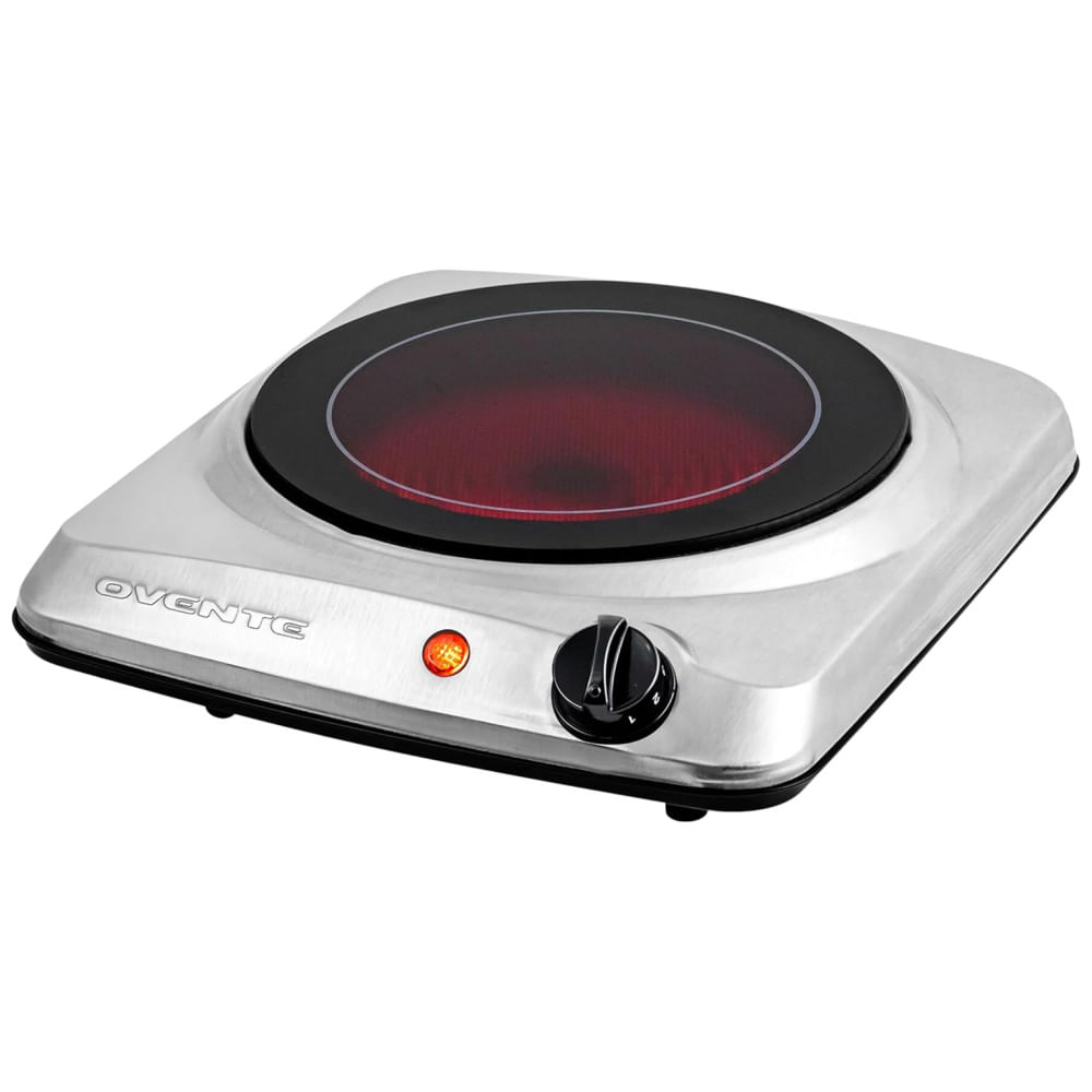 Cooktop Elétrico De Infravermelho Portátil De Vidro Cerâmico Com 5 Níveis De Temperatura E Fácil De Limpar, 110v 1000w, Ovente Bgi101s, Prata