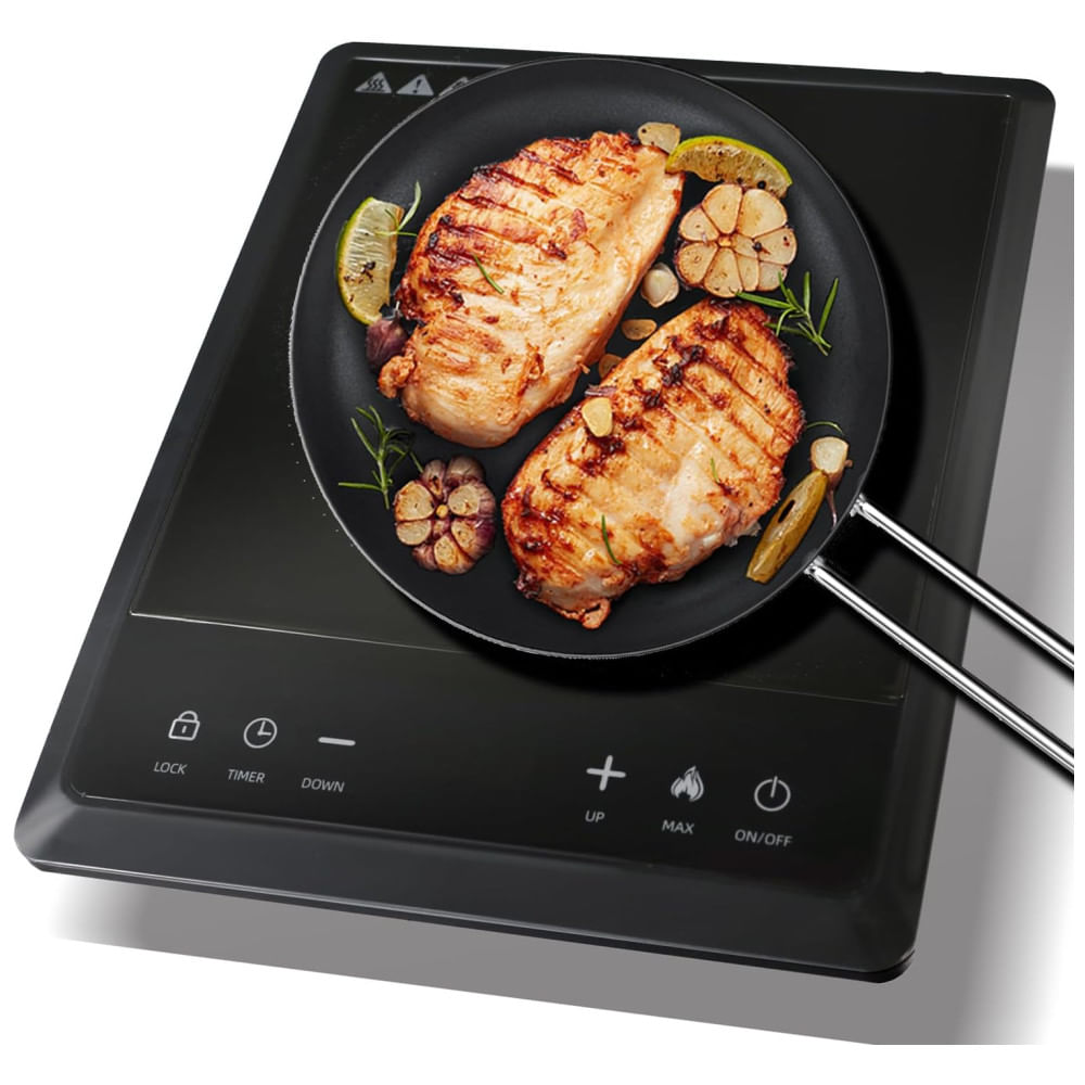 Cooktop Elétrico Portátil De Indução Com 10 Níveis De Temperatura, Temporizador De 3h, Smart Touch E Trava De Segurança, 110v 1600w, Waatfeet, Preto