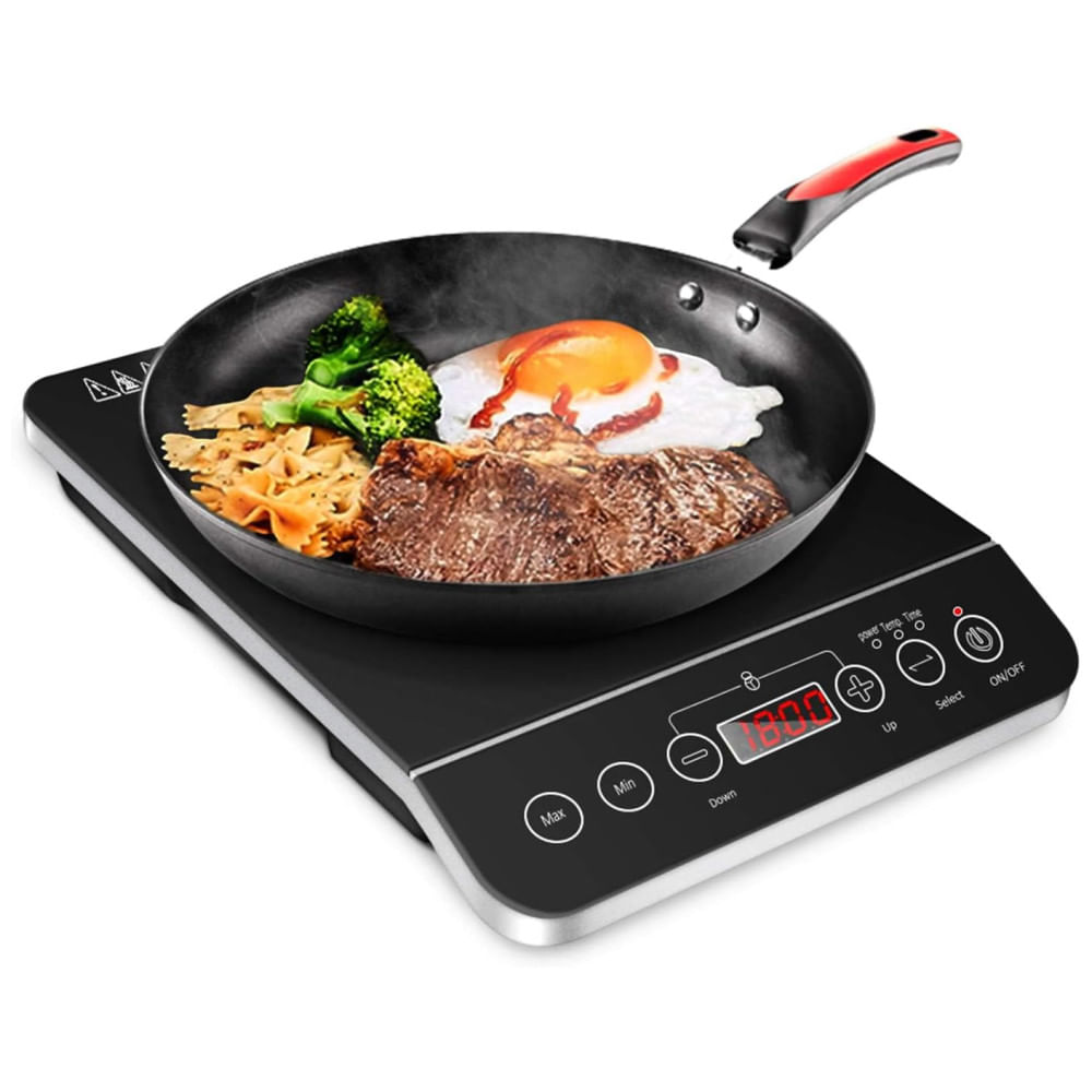 Cooktop Elétrico Portátil De Indução Com Queimador Único, 10 Temperaturas, 9 Ajustes De Potência E Temporizador, 110v 1800w, Cusimax, Preto