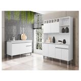 Balcão De Pia Tatiane 120 Cm E Armário Cozinha Kit Alice Ambiente Branco Brilho - Ajl