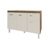 Balcão Armário Gabinete Para Pia De Cozinha 118 Cm Aline 3 Portas E 1 Gaveta Savana Off White