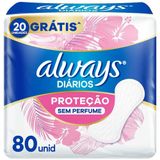 Absorvente Always Protetor Diário Sem Perfume 80 Unidades