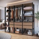 Guarda Roupa Closet 4 Peças Com 2 Cabideiros 6 Gavetas E 11 Nichos Easy