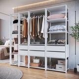 Guarda Roupa Closet 4 Peças Com 2 Cabideiros 6 Gavetas E 11 Nichos Easy