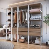 Guarda Roupa Closet 4 Peças Com 2 Cabideiros 6 Gavetas E 11 Nichos Easy