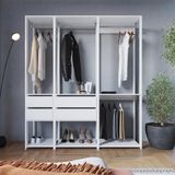 Guarda Roupa Closet 3 Peças Com 3 Cabideiros 4 Gavetas E 2 Nichos Easy