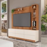 Estante Home Theater Frisado Para Tv Até 65 Polegadas Smart Freijó/off White