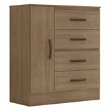 Cômoda Lite 4 Gavetas 01 Porta Carvalho Oak - Móveis Leão