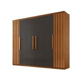 Guarda Roupa Casal Roma Mdf 6 Portas E 2 Gavetas Moderna Naturalle Grafite