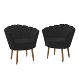 Kit 2 Poltronas Decorativas Reforçadas Para Sala Balaqui Cor: Preto