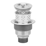 Válvula Cuba Pia Cozinha 4 1/2 Inox 304 Iura Korb Com Cesto Removível Ralo