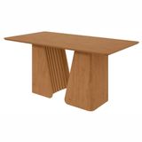 Mesa De Jantar Retangular 6 Lugares Tampo Mdf 170cm No Glass Luxor Amendoa