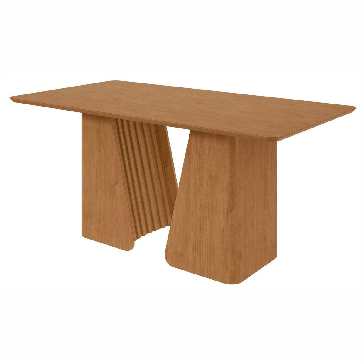 Mesa De Jantar Retangular 6 Lugares Tampo Mdf 170cm No Glass Luxor Amendoa