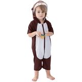 Pijama Infantil Macacão Kigurumi Fantasia Urso Curto - Marrom - 2