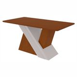 Mesa De Jantar Retangular 6 Lugares Tampo Mdf No Glass Vênus Frassino/off White