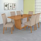 Conjunto Mesa 170cm Apogeu Tampo Mdf No Glass Com 6 Cadeiras Apogeu Amêndoa /off White/bege