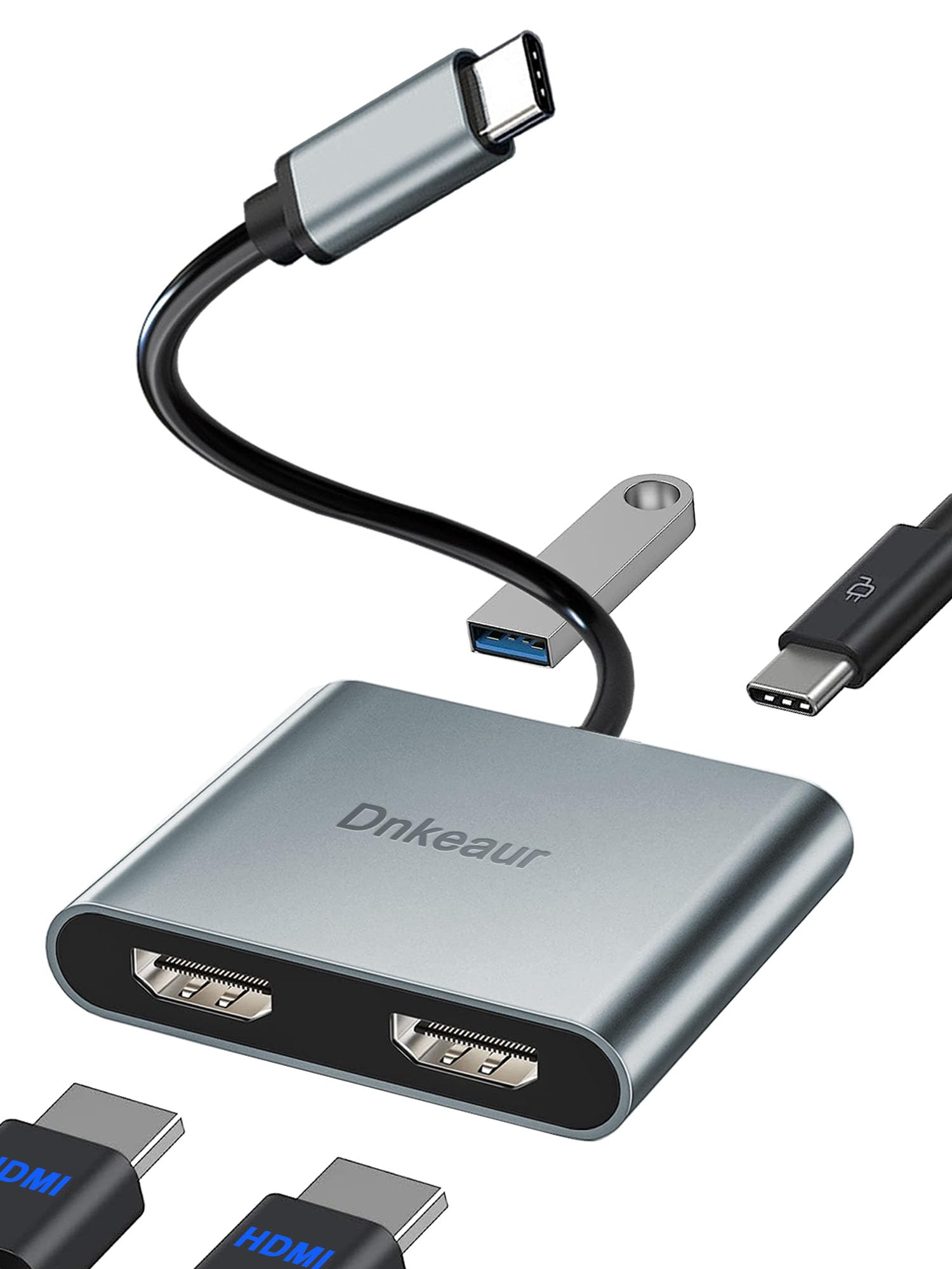 Adaptador Usb C Para Hdmi Duplo Dnkeaur Para Laptop/monitor 4k