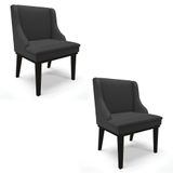 Kit 2 Cadeiras Estofadas Sala De Jantar Base Fixa De Madeira Preto Lia Sintético Preto - Ibiza
