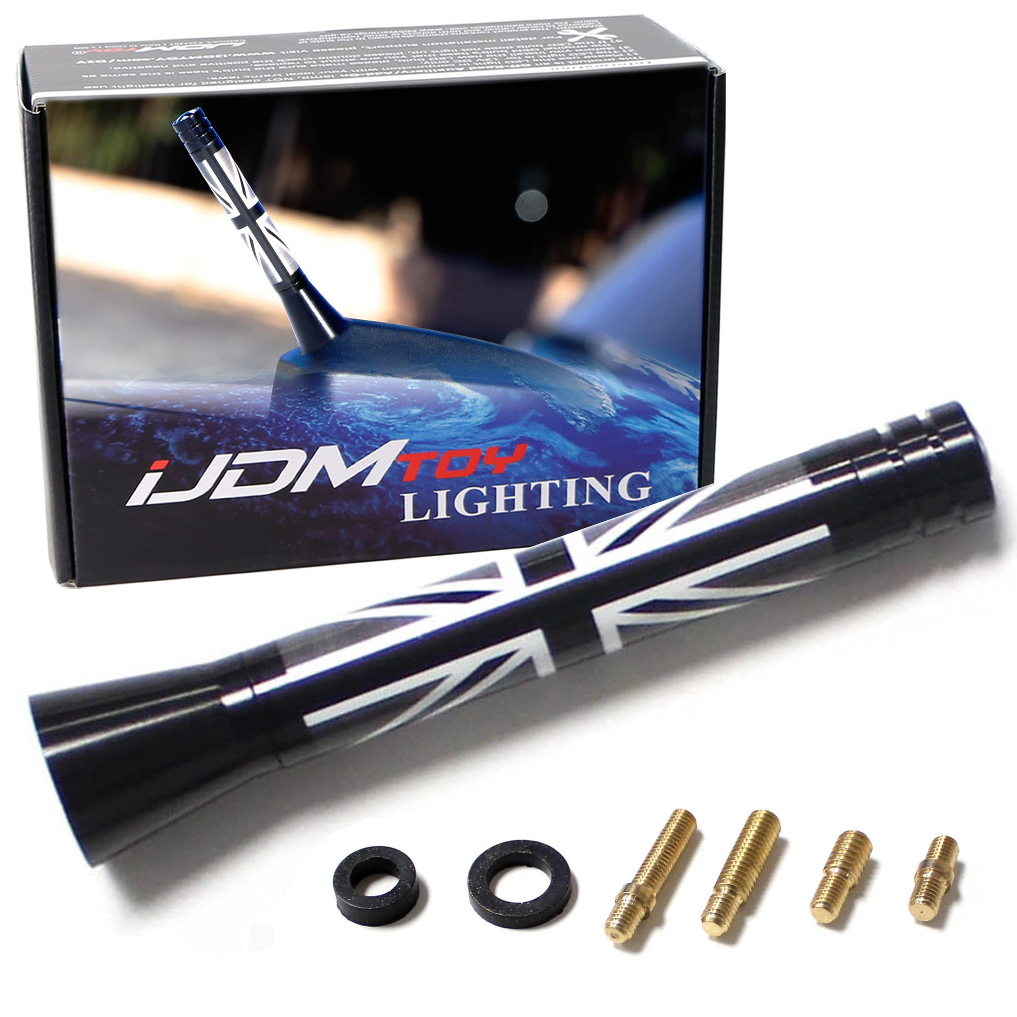 Antena Curta Ijdmtoy De 3 Cm Preto/branco Union Jack Para Mini Cooper