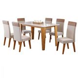 Mesa De Jantar Com 6 Cadeiras Requinte Veneza Off White Vier Blonde / Off White