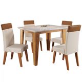 Mesa De Jantar Com 4 Cadeiras Florata Veneza Off White Viero Blonde / Off White