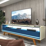 Rack Para Tv Até 85 Polegadas Com Led Com Pés Requinte 212cm Off White/azul Royal