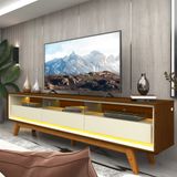 Rack Para Tv Até 85 Polegadas Com Led Com Pés Requinte 212cm Castanho/off White