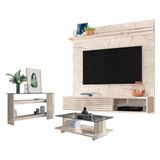 Estante Home Theater Suspenso Com Aparador E Mesa De Centro Frizz Sublime Calacata Off White - Madetec