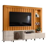 Estante Home Theater Com Led Le Mans 2,40 M Cor Cinamomo E Off White - Madetec